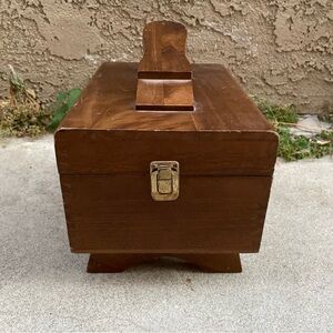 Vintage, Wooden Shoe Shiner Box with Two Brushes